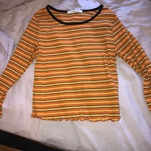 Long sleeve striped crop top